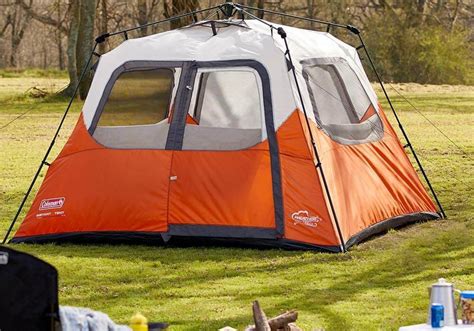 Sets up in about a minute using telescoping pre-attached poles that offer an easy, intuitive setup. . Coleman instant tent 6 person